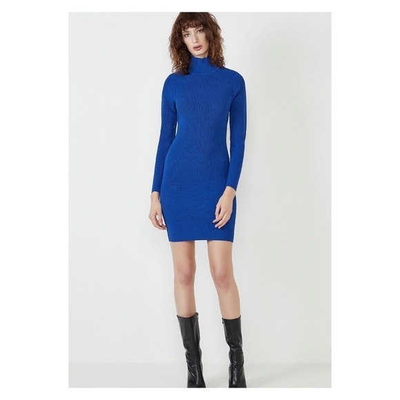 Bardot Elin Blue Backless Knit Long Sleeve Mini Dress NWT Women’s Size 6 sexy - Picture 5 of 9